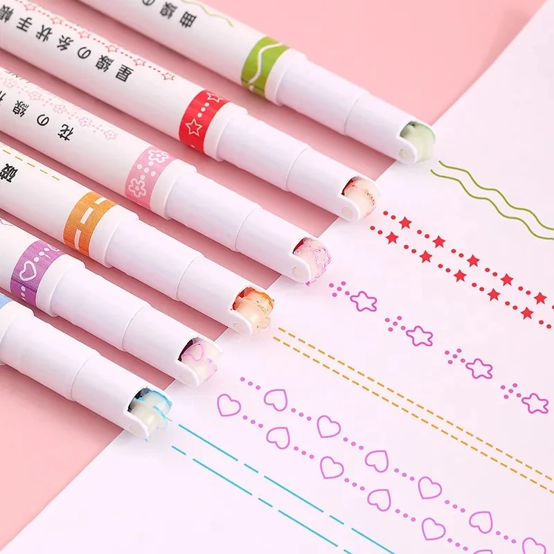 Highlighter Pen Curve Line Marker Student School Supplies Graffiti Pen