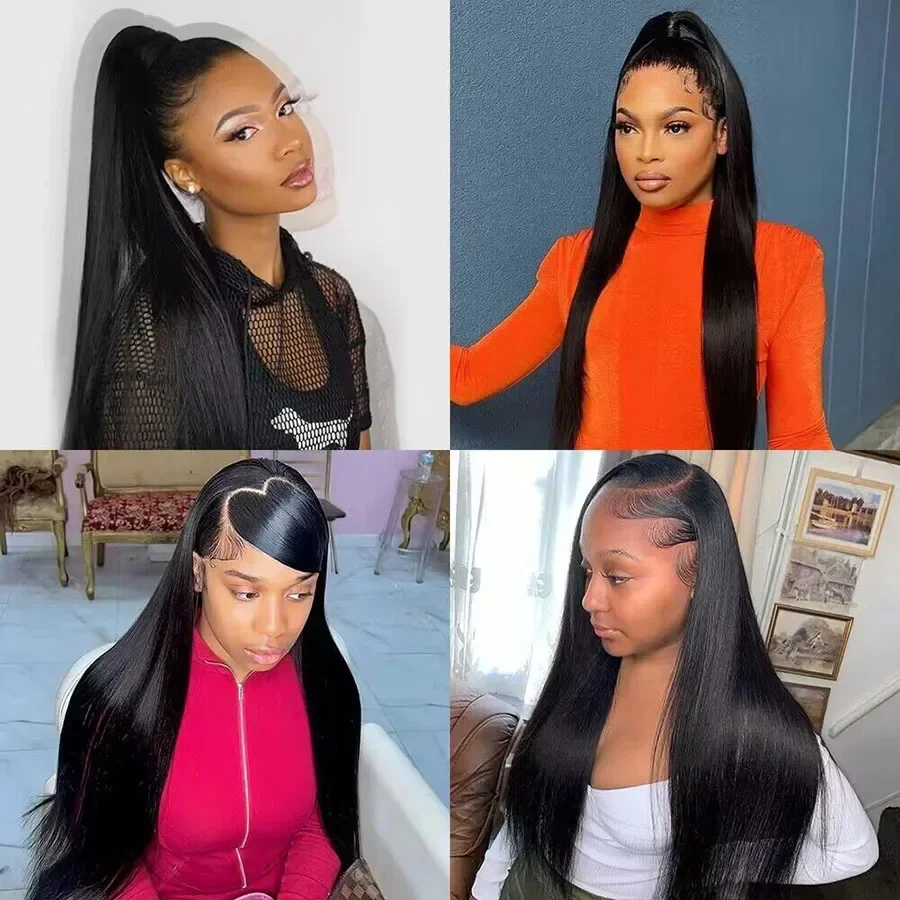 360 Lace Frontal Wigs Remy Human Hair Wig for Women Pre Plucked Transparent Lace Wig Straight Natural Color Bobbi