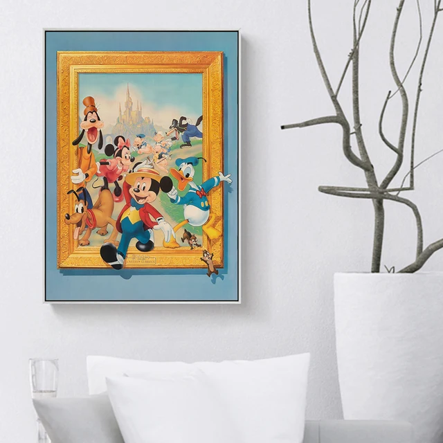 Print Canvas Disney Painting Mickey Minnie In Hawaii Home Wall Art