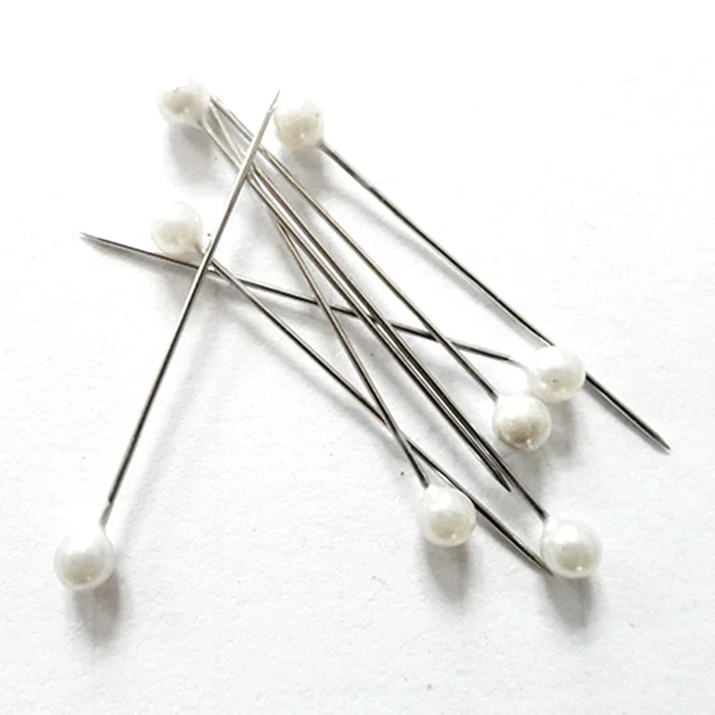 100PCS Bouquet Pins Pearl Corsage Crystal Diamond Head Pins 65MM Straight  Head Pins for DIY Wedding