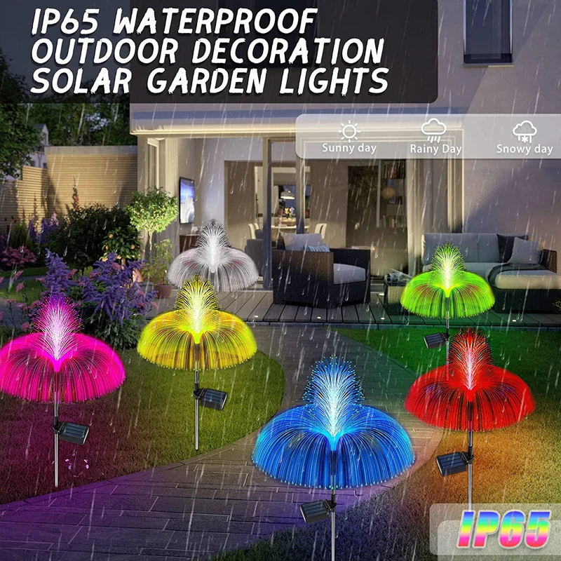 Dvojitý solární LED medúzovci lehký 7 barva sad dekorace trávník lehký vodotěsný dekorace patio ráhno pathway dekorace dno lampa