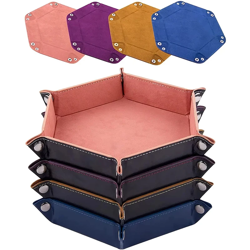 Dice Tray 1pc Hexagonal Dice Tray and Miscellaneous Storage Box Board Game Dice Tray Accessories Leather Tower