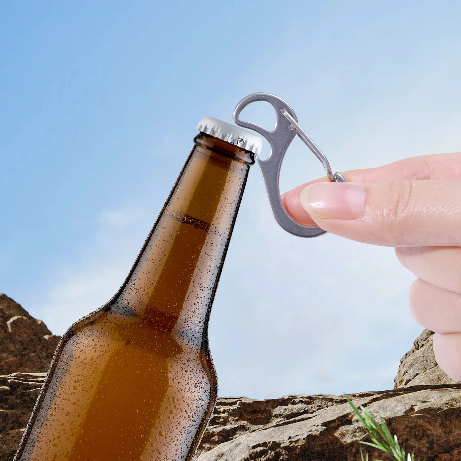 1-10Pcs Stainless Steel Multifunctional D-buckle Mountaineering Backpack Spring Hook Buckle Bottle Opener Anti-loss Keychain