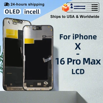 AAA+ OLED Display For iPhone XS 11 Pro LCD 3D Touch Screen Digitizer For iPhone 12 Pro Max Screen 13 Mini 14 Plus 16 Pro Max LCD