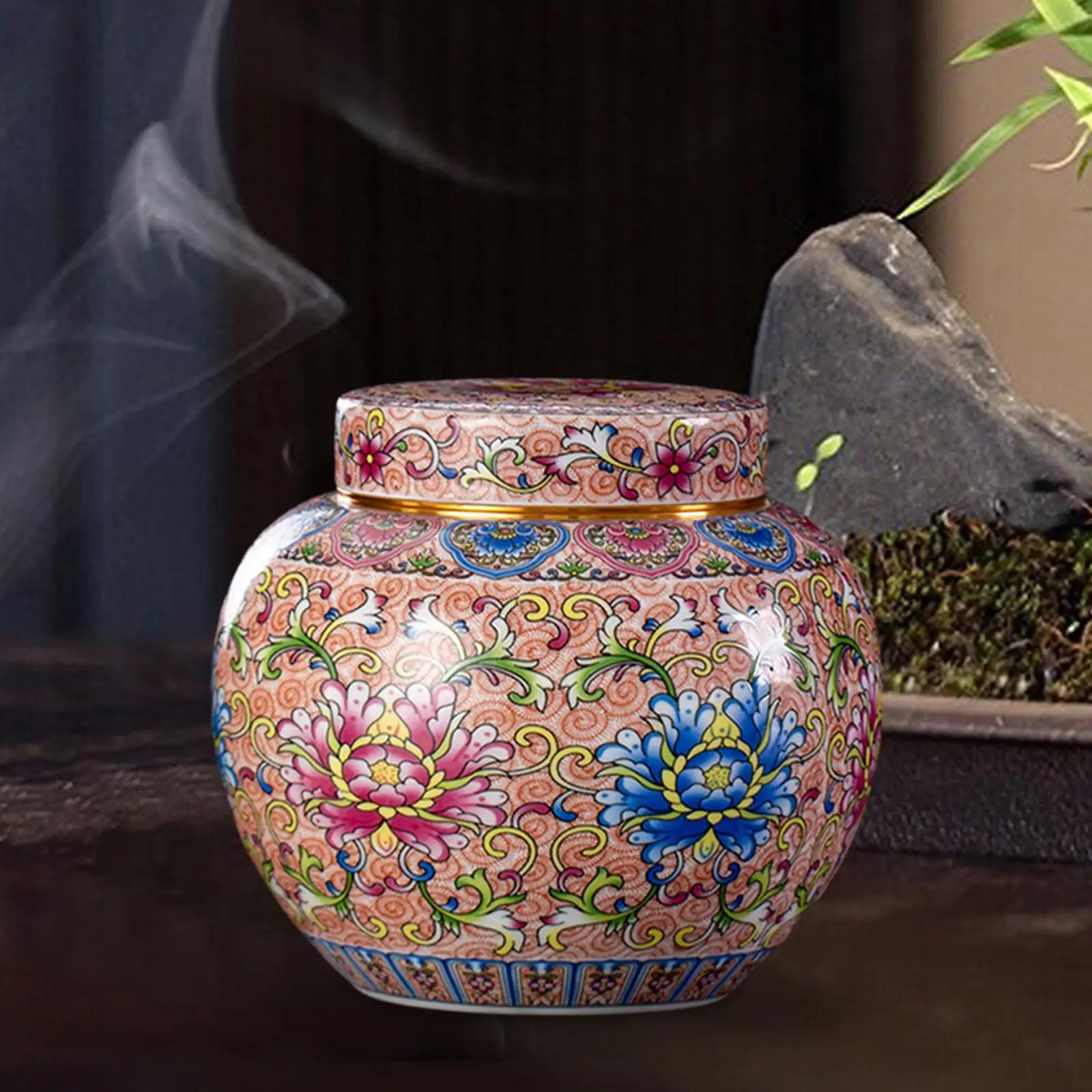 Ginger Jar 1000ml Traditional Style Display Bright Colors Elegant Multifunctional Chinese Temple Jar for Kitchen Gift Home