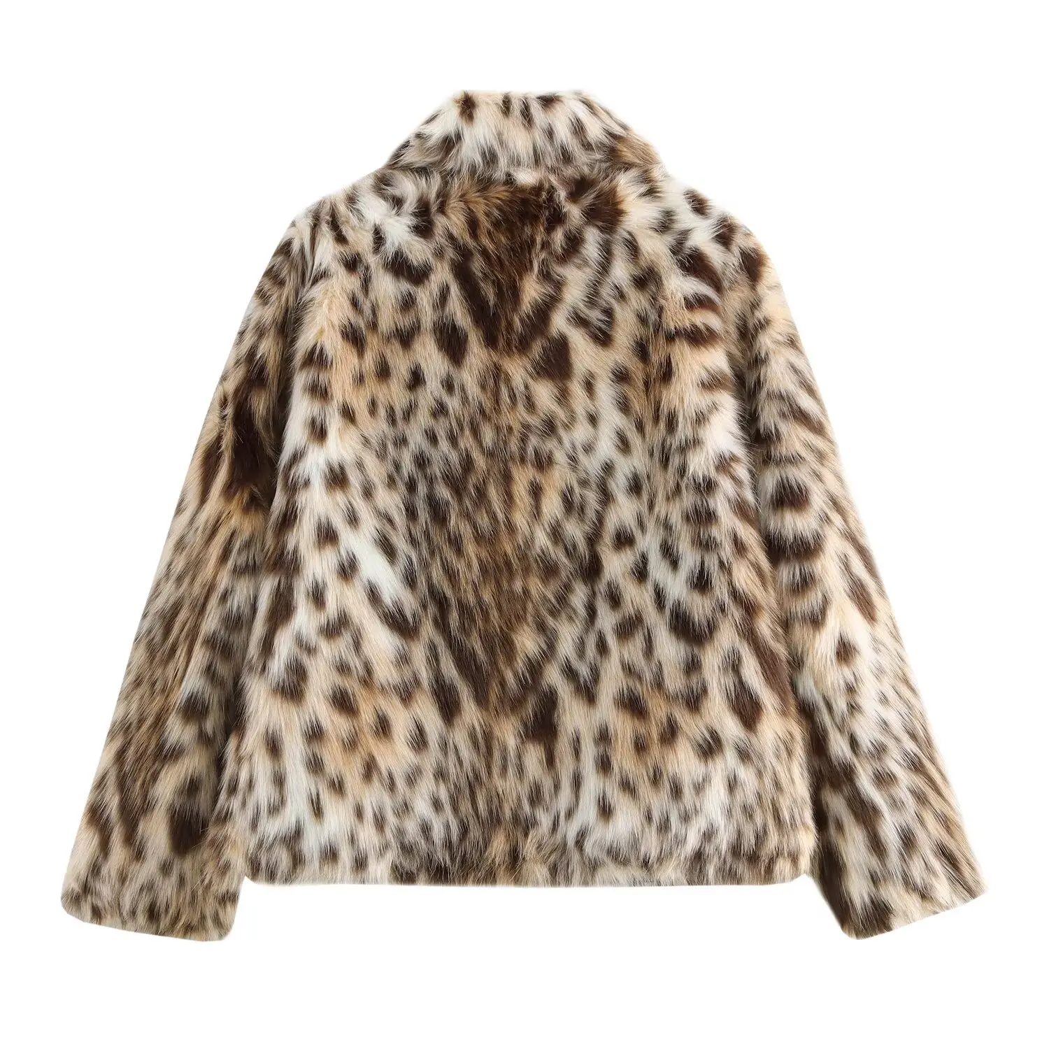Women's Fashionable High Street Faux Fur Coat Female Autumn Winter Long Sleeved Elegant Commuting Leopard Print Jackets Streetwe