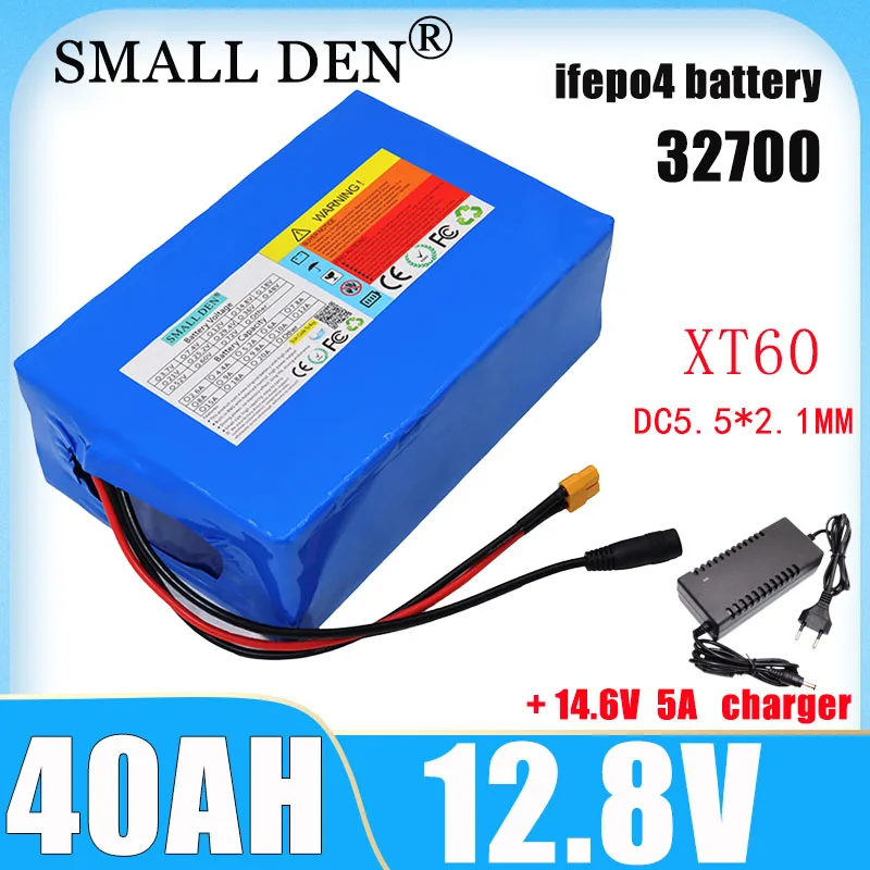 

New 12.8V 40Ah 32700 Lifepo4 battery pack 4S6P with built-in 40A balanced BMS electric scooter electric boat 12V power supply