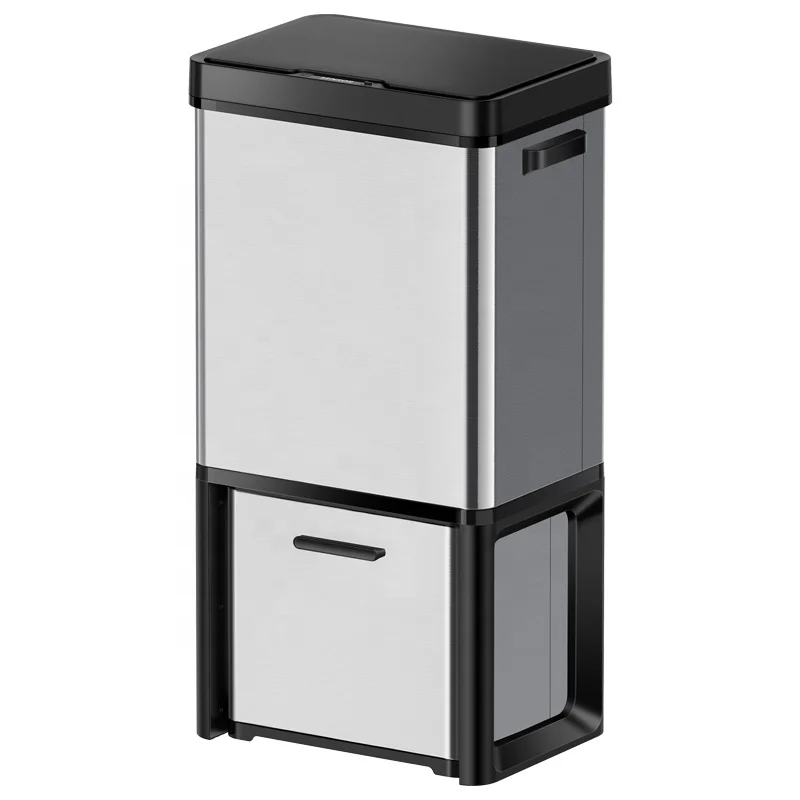 

72L Smart Auto Sensor Recycling Sorting Touchless Dual compartments garbage waste bin dustbin Trash can
