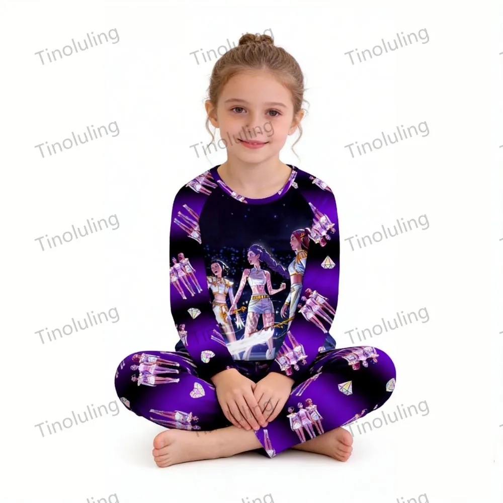 KPop Demon Hunters Huntrix Kids Pajamas Set Long Sleeve Girls Clothing 2pcs Children's Sleepwear Cartoon Boys Nightwear 3-14Y S818ec99a8bdb4ef2838dd3303d9b75e1a