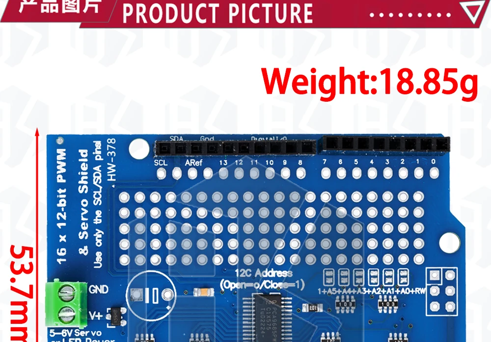 EGBO Motor-/Schrittmotor-/Servo-/Roboter-Shield für Arduino I2C V2 Kit mit PWM-Treiber TOP – Detail 16