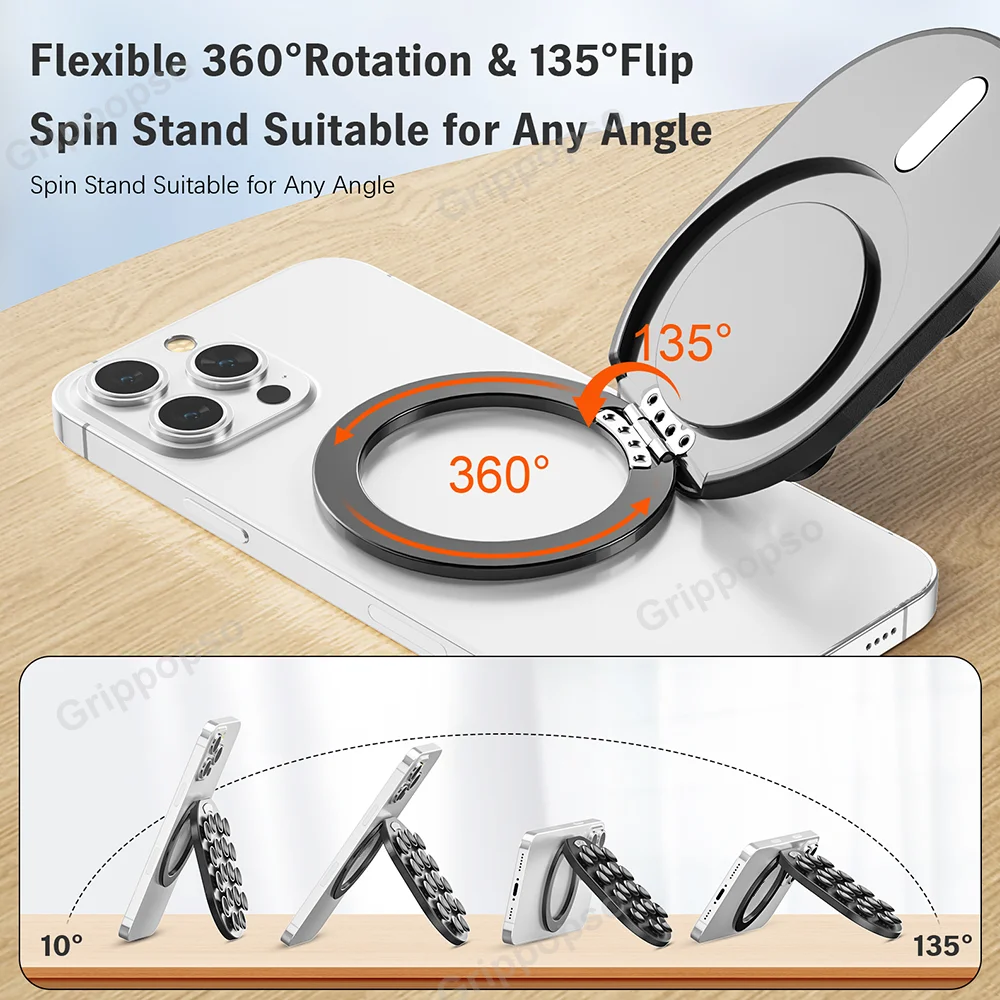 Grippopso Suction Cup Phone Mount For Magsafe Phone Grip Silicone Suction Phone Stand For iPhone For Samsung Cellphone Grip Hold — view 4