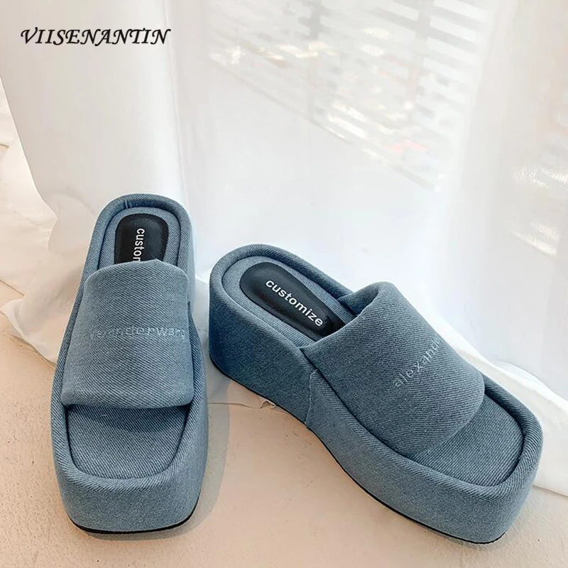 

Height Increased Outside Wear Women Slippers 2024 Summer New Muffin Thick Bottomed Slides Shoes Platform Fashion Casual Sandals