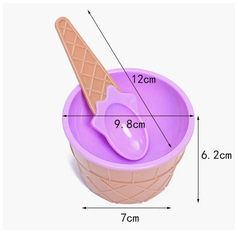 1Set Kids Ice Cream Bowl Spoon Set Durable Children Gifts Lovely Dessert Bowl DIY Ice Cream Tools icecream bowl+spoon