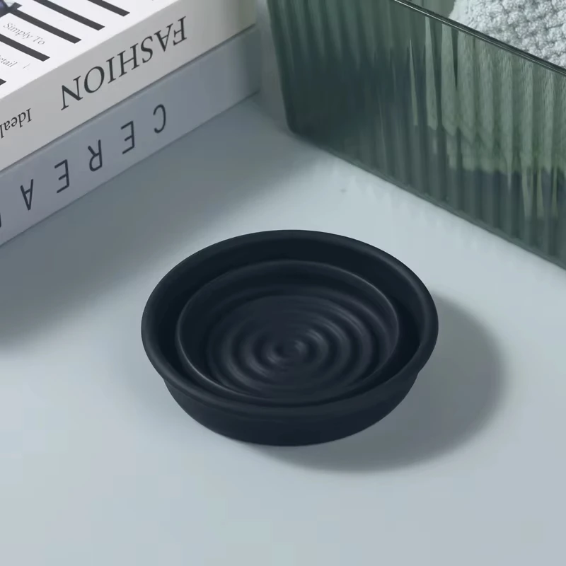 2026 핫세일!야치 블랙 컬러 접이식 실리콘 면도 그릇 여행용