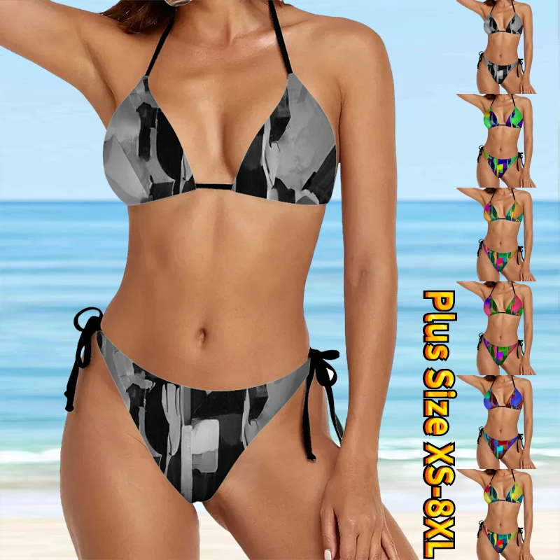 

2023 New Summer Women's New Design Printed Swimsuit Women's Sexy Swimsuit Fashion Loose High Waist Beachwear Two-piece Bikini