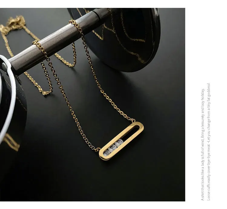 Modern Crystal Bar Pendant Necklace undefined