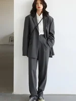 VEN – ensemble CHIC Blazer et pantalon taille haute pour femme, vêtement d'extérieur, couleur unie, ample, collection printemps-automne 2022 6