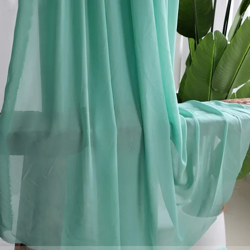 Elegant Avocado Green Semi-Transparent Chiffon Veil & Decorative Curtain Fabric