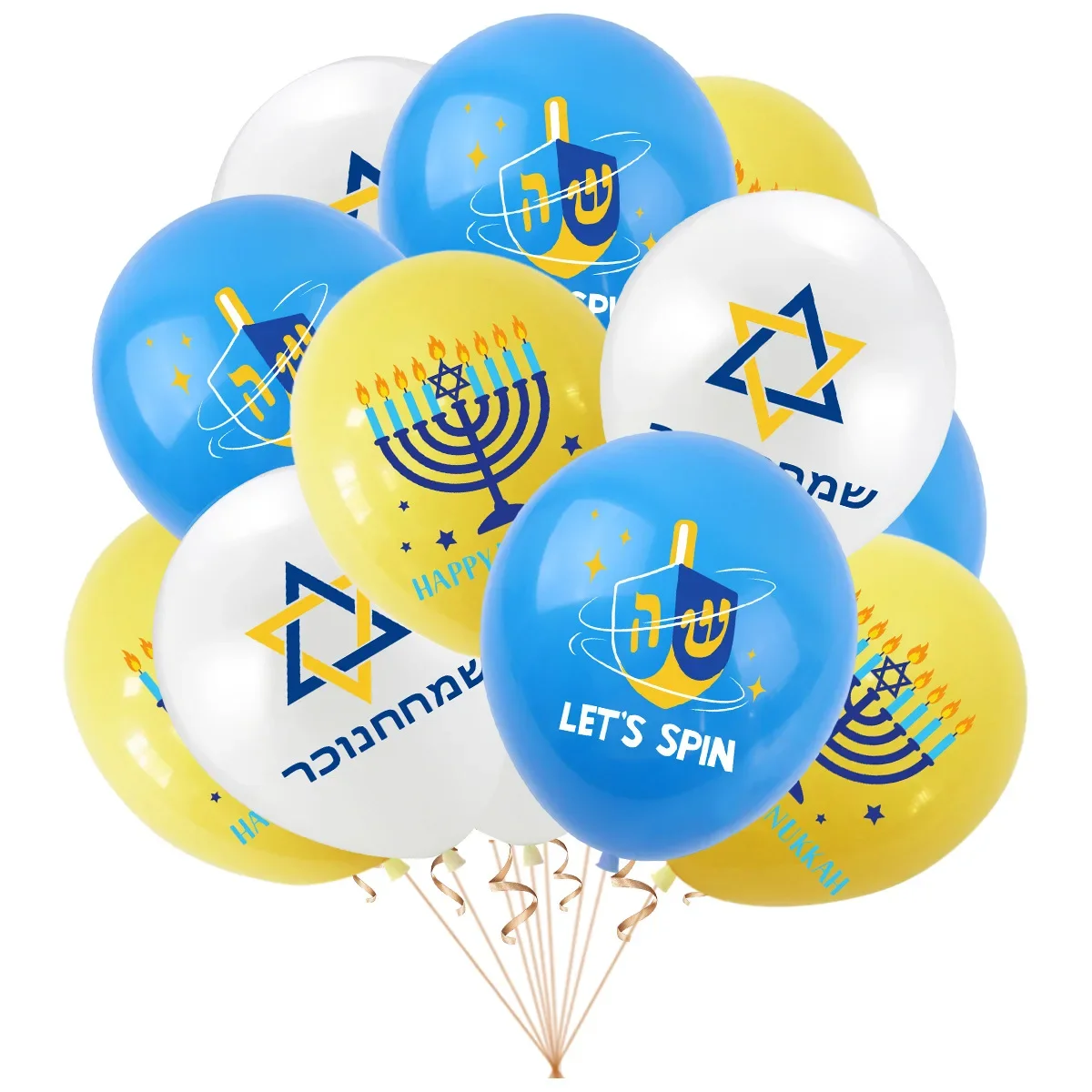 

30pcs Happy Hanukkah Balloon Set Hanukkah Party Decoration with Dreidel Menorah Pattern Jewish Chanukah Decor Supplies