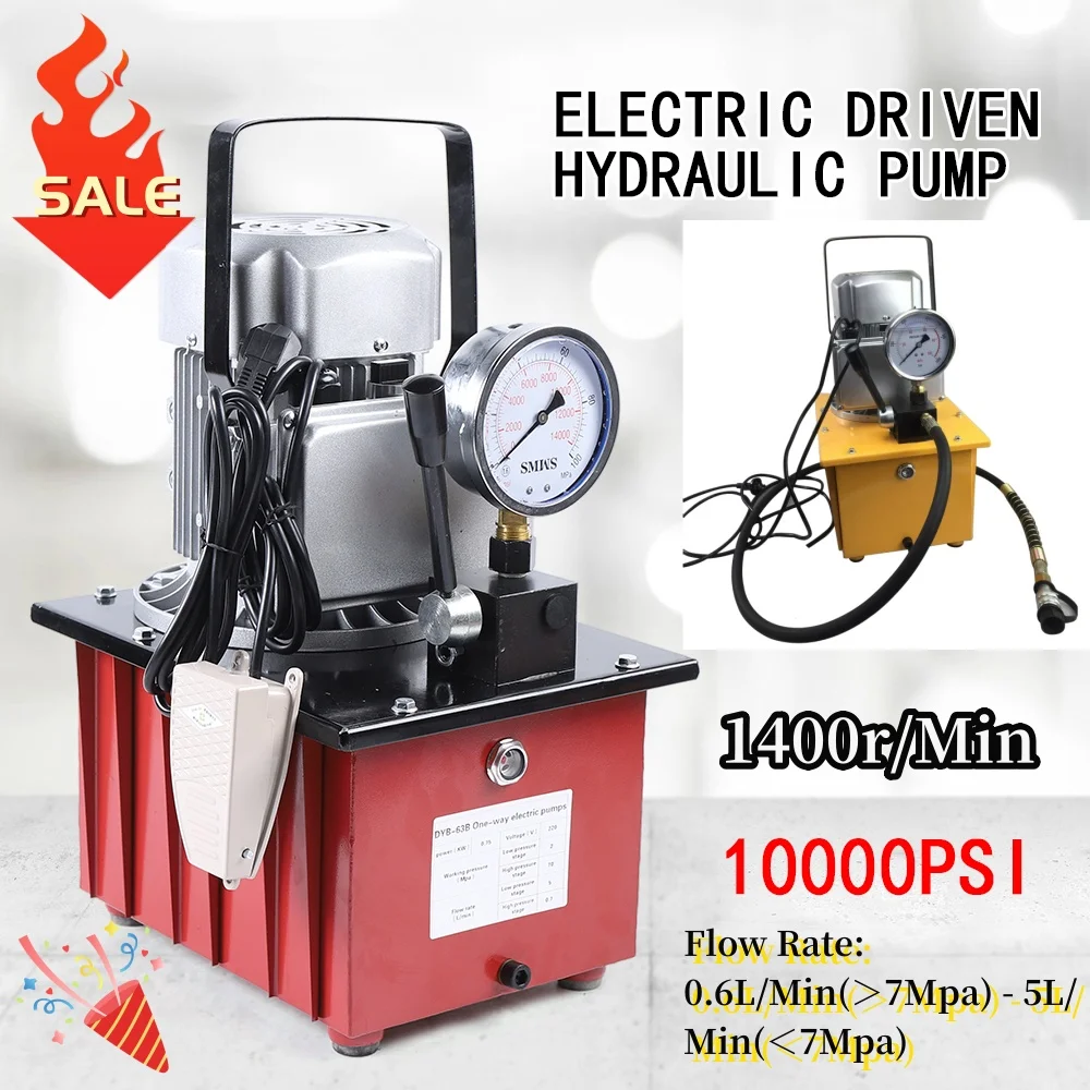 7L 750W Electric Driven Hydraulic Pump Single Acting Manual Valve & 1.8M Oil Hose 10000PSI 110V/220V electric driven hydraulic pump 10000 psi double acting manual valve hhb 700ab