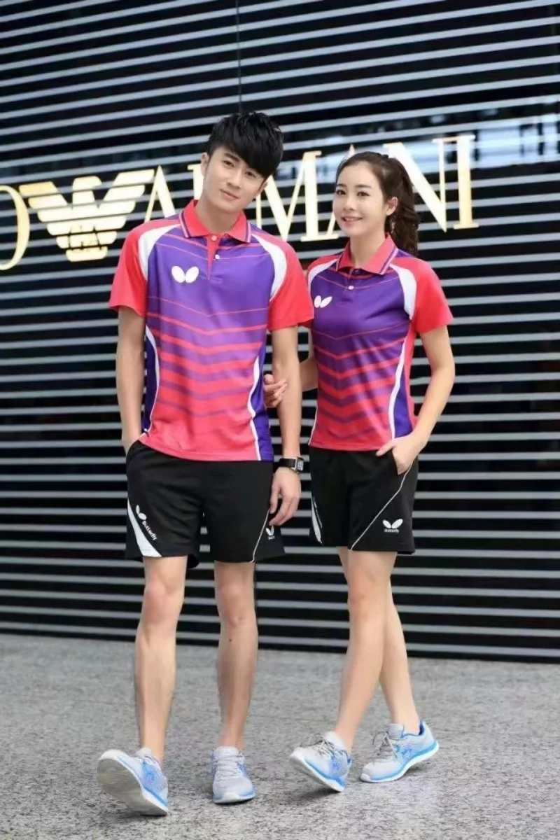 Customized table tennis clothes for men and women Quick drying breathable tennis T-shirt lapel can be printed logo