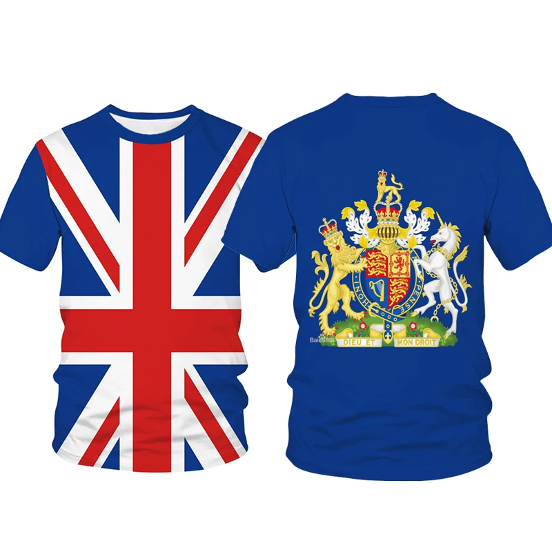 

British Flag T Shirt for Men Fashion Summer Crewneck U.k.National Flag T-shirt 3D Printing Tee Tops Cozy Kids Women Street Wear