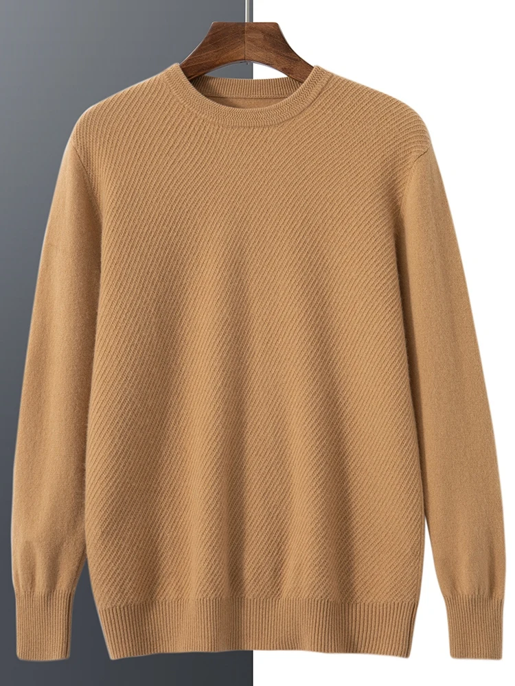 Men 100% Cashmere Knit Sweaters Warm Long Sleeve Pullovers Round Neck Male Luxury Clothing Jumper Tops Spring Fall Winter 2024 3