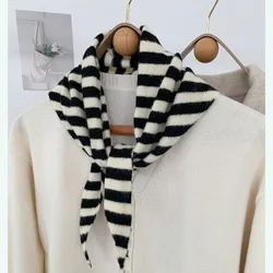 Striped Knit Triangle Shawl with Lightweight Multifunctional Design (1)