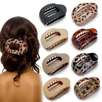 Fashion Oval Hair Claw Clip for Women New Design Leopard Matte Curved Flat Styling Barrettes Acrylic Lying Down Hair Accessories 1
