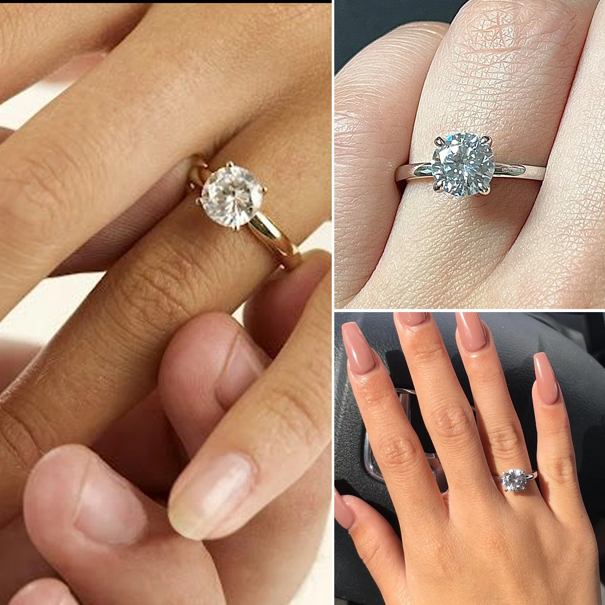 DIY 1.5 CT 솔리테어 약혼 반지 웨딩 밴드 교환 가능한 스테인레스 스틸 라운드 큐빅 지르코니아 약속 반지 그녀를위한