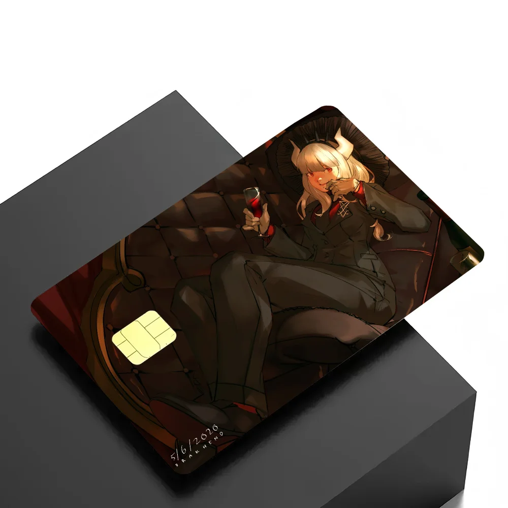 Anime Helltaker Stickers 4pcs PVC Credit Card Skin Stickers Removable Self-adhesive Protective Film