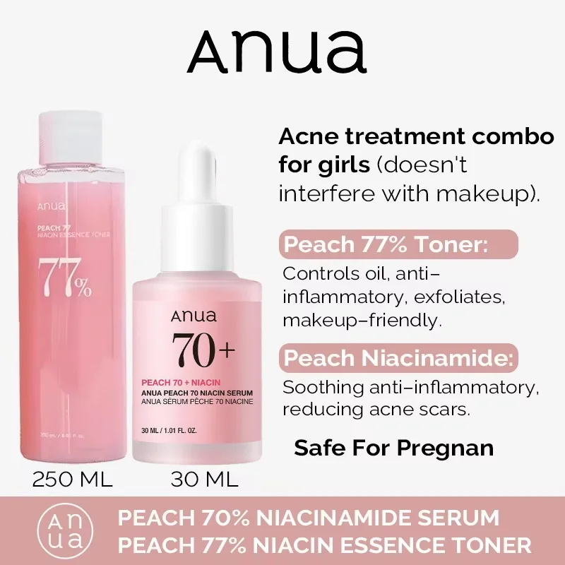 Korean Anua Peach 70% Nicotinamide Serum Faciales Acne Lotion Tone for Glass Brightens Skin Originales Beauty Skincare Product