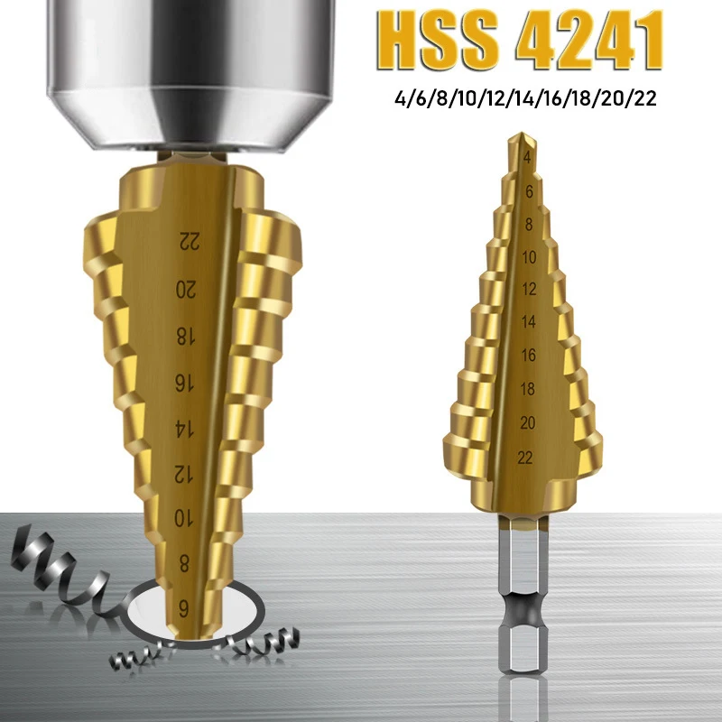 HSS Nitriding Black Step Drill Bits 4-12mm 4-20mm 4-22mm Titanium Coated Wood Metal Hole Cutter Core Drilling Bit Hand Tools Set