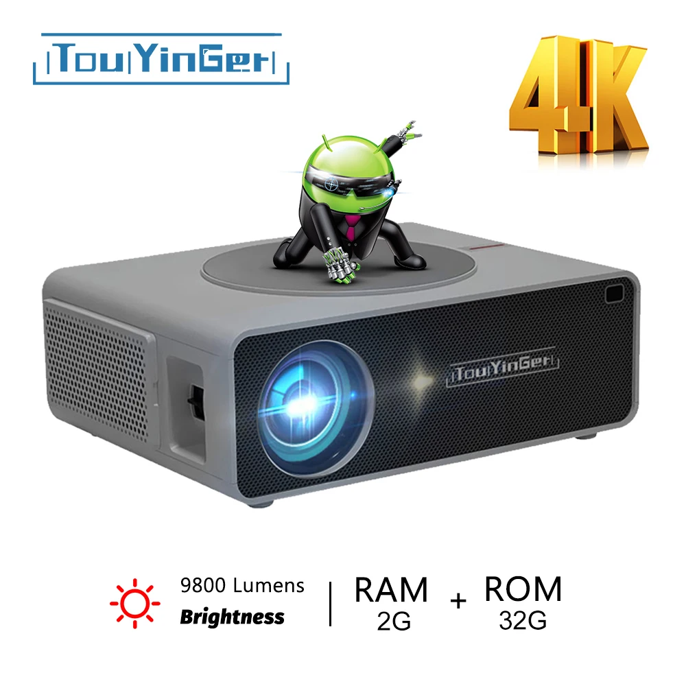Touyinger Q10W Pro Proiettore Android 4K Mini Proiettori Proiettore Video Cinema Full Hd Led Home Theater Schermo Beamer Bluetooth