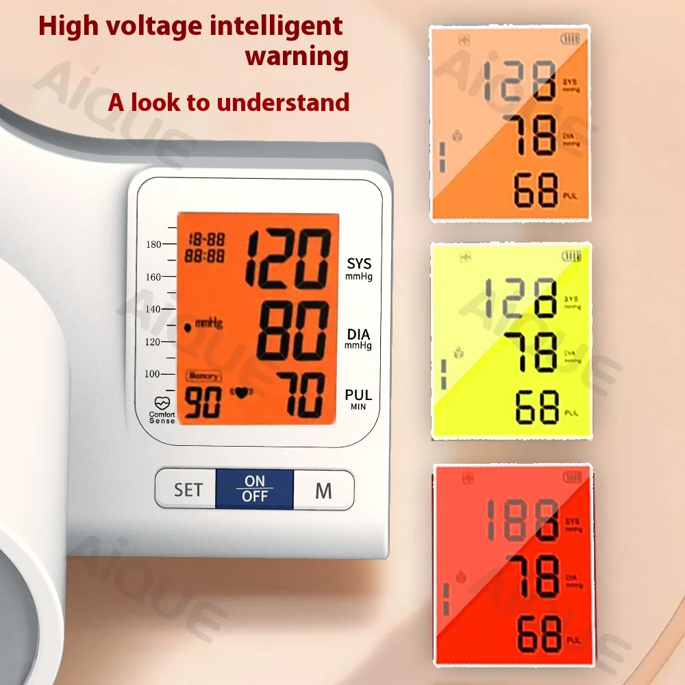 AiQUE Tunnel-Type Blood Pressure Monitor Digital Arm Tensiometer Medical Measure Device 198 Sets Memory Pressure Tonometer
