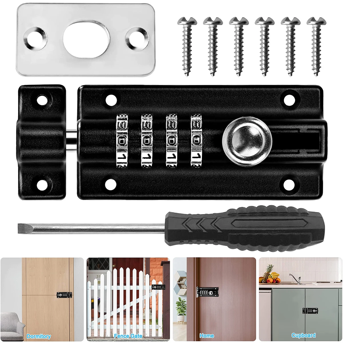 Description Picture 2 of item4 Digit Recodeable Combination Locking Bolt Cam Lock Slide Latch Lock Password Mechanical Lock Digital Drawer Hardware Doorlock