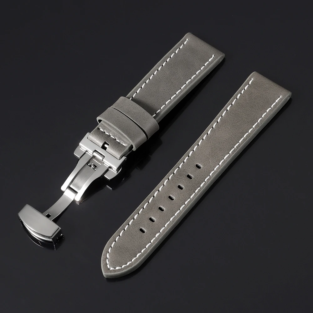 Vintage Black Brown Genuine Leather Watch Band Strap - Classic Wristbelt
