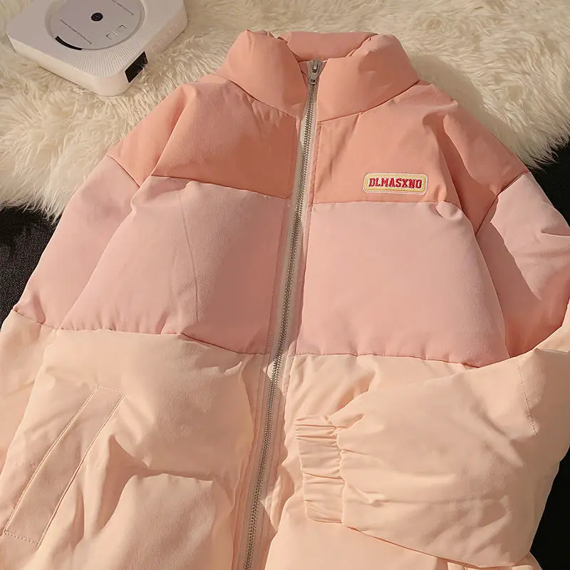 

Winter Gradient Thick Womens Cotton Coat Loose Warm Color-block Cotton Jacket for Women