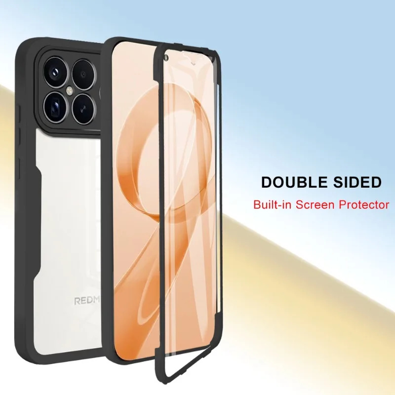 360° Full Coverage Transparent Acrylic Back Case with Shockproof Soft Frame Cover