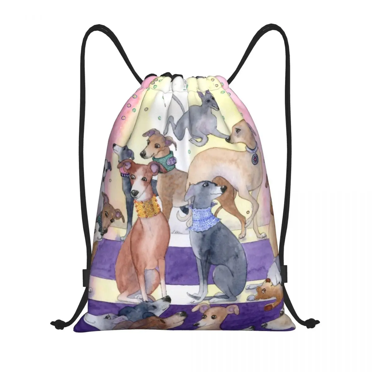 WhippetsAndGreyhoundsDrawstringBackpackBagsWomenMenLightweight
