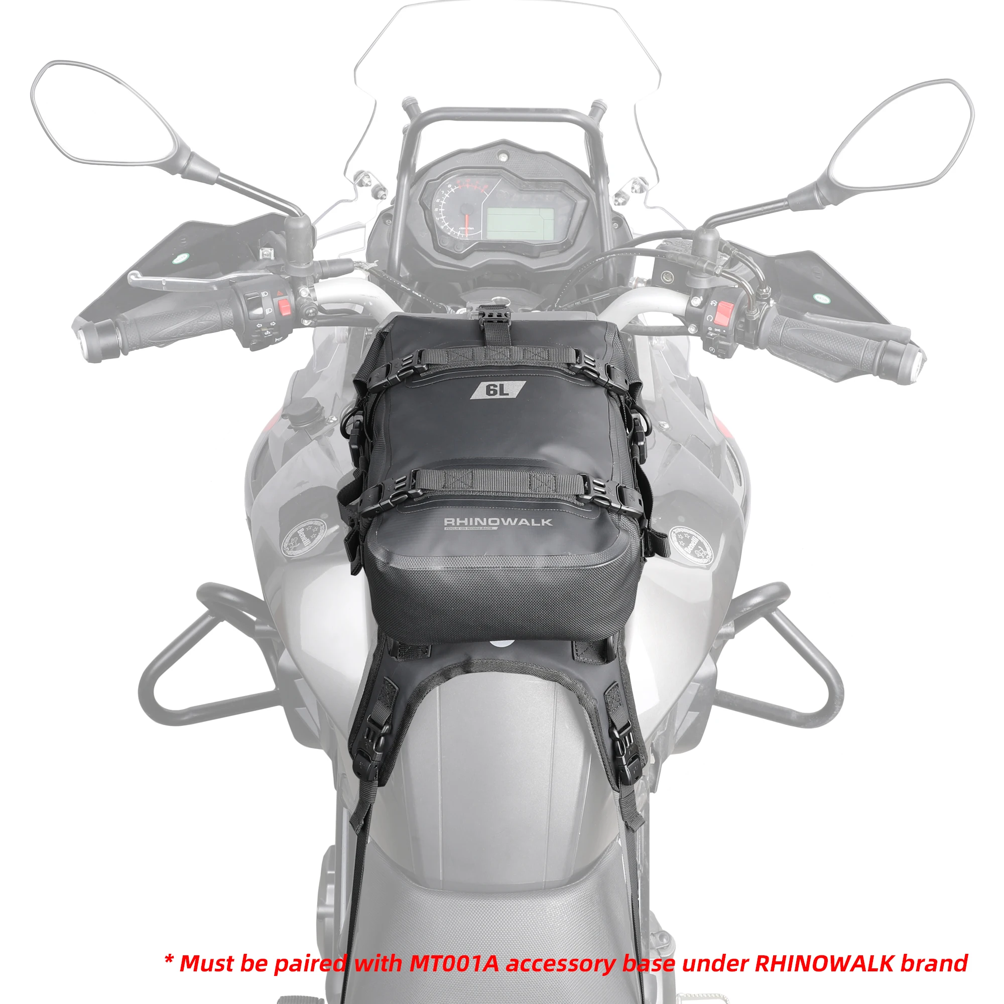 Rhinowalk-Waterproof Motorcycle Tank Bag for Men, Combinable Motorcycle Bumper Bag, Travel Luggage Bag, 6L