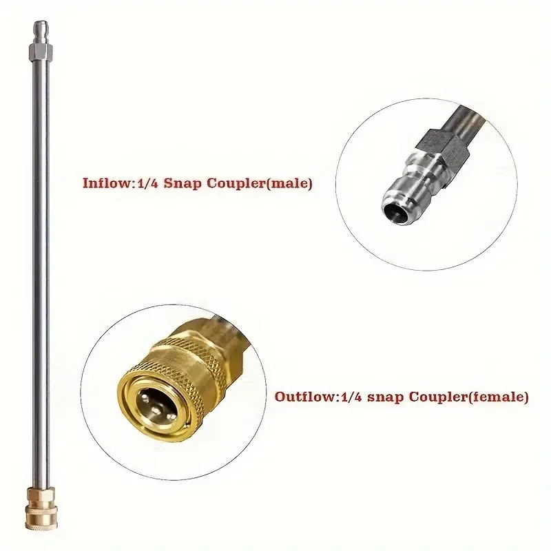 High Pressure Water Gun Extension Rod Quick Plug 17 Inch Stainless Steel Extension Rod 1/4 Male And Female Quick Connection Exte 4