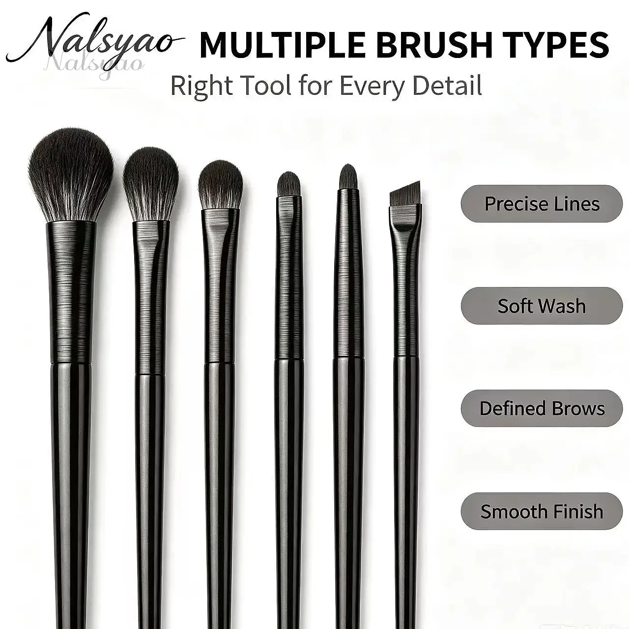 Set di Pennelli per il Trucco degli Occhi – Strumenti per Ombretto Naturale, Sopracciglia, Contouring, Eyeliner e Dettagli - immagine 5