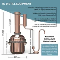 HOOLOO 8L ทองแดง Distiller น้ํามันหอมระเหย Hydrosol Still Home Distiller ไฟโดยตรง Hea อุปกรณ์ DIY จากสมุนไพรพืชและดอกไม้ 5
