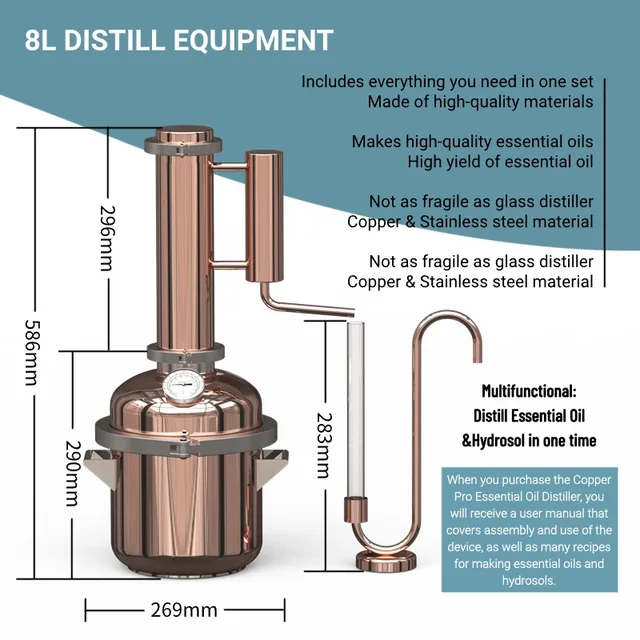 HOOLOO 8L ทองแดง Distiller น้ํามันหอมระเหย Hydrosol Still Home Distiller ไฟโดยตรง Hea อุปกรณ์ DIY จากสมุนไพรพืชและดอกไม้ 5 HOOLOO 8L ทองแดง Distiller น้ํามันหอมระเหย Hydrosol Still Home Distiller ไฟโดยตรง Hea อุปกรณ์ DIY จากสมุนไพรพืชและดอกไม้ 5