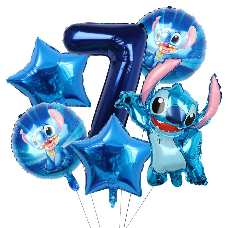 thumbnail image 1 of Nuevos suministros de decoración para fiesta de cumpleaños de Disney Lilo Stitch, globos, platos de papel Aloha, vasos, servilletas, manteles, baby shower para niños, 1 of 5
