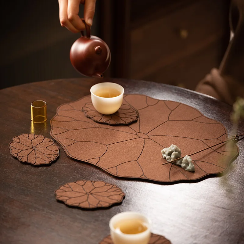 New Chinese cotton and linen lotus leaf coaster coaster home kitchen insulation mat storage mat tea