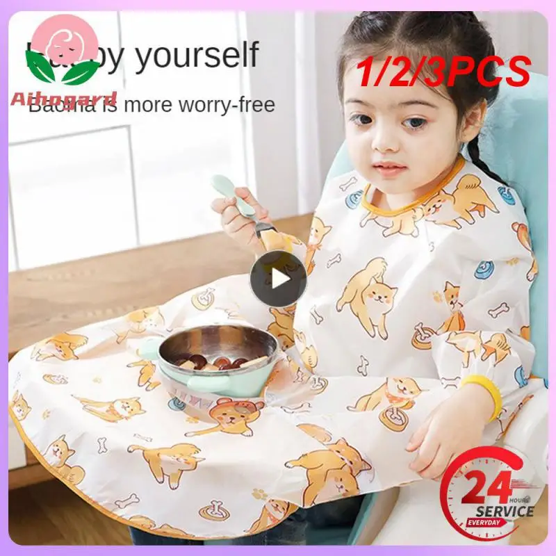 

1/2/3PCS Feeding Bib for Baby Boys 6-36Month Waterproof Bib Apron Smock with Table Cover Infant Mess Free Full Coverage