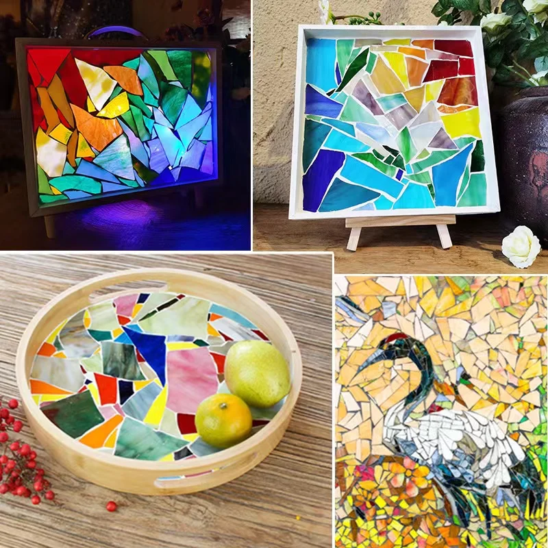 Description Picture 4 of item100g/Lot Mosaic Tiles Stained Glass Mosaic DIY Handmade Coaster Mosaic Puzzle Making Art Wall Decoration Supplies Mixed arte