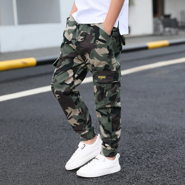 Pantalones de chándal de camuflaje para niños, chándal de algodón adolescentes, moda para niños de 4, 8, 12 y 16 años, primavera y otoño _ - AliExpress Mobile